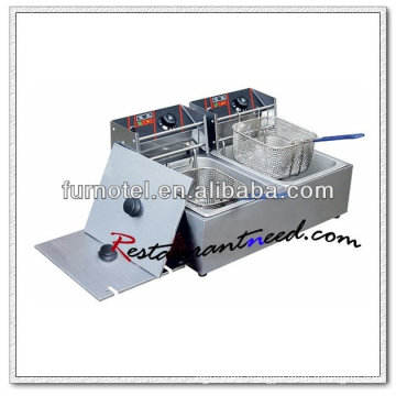 K034 2 Tanks 2 Baskets Electric Stainless Deep Fryer